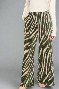 All Over Zebra Print Pant - Olive