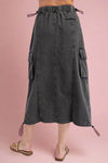 Elastic Waisted Cargo Skirt Black Denim