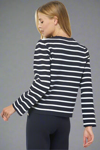 Striped Sweater Cardigan - Navy