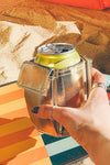 A gold can cooler/wallet combo.