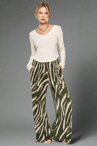 All Over Zebra Print Pant - Olive