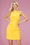Top Ruched Elastic Bodycon Dress - Yellow