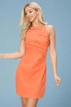 Top Ruched Elastic Bodycon Dress - Orange