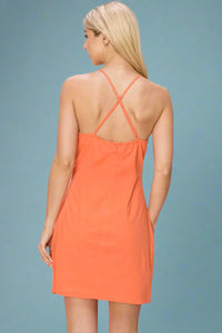 Top Ruched Elastic Bodycon Dress - Orange
