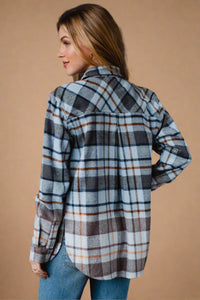 Blue, Gray & Brown Plaid Flannel