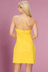 Top Ruched Elastic Bodycon Dress - Yellow