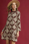 Mock Neck Sweater Dress - Brown