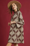 Mock Neck Sweater Dress - Brown