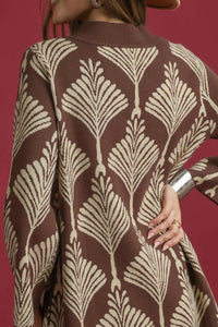 Mock Neck Sweater Dress - Brown