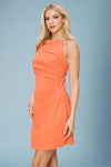 Top Ruched Elastic Bodycon Dress - Orange