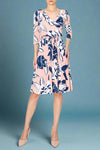 Floral Faux Wrap Dress Blush