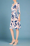 Floral Faux Wrap Dress Blush
