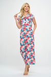 Floral Print Retro Jumpsuit Pink
