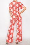 Retro Print Jumpsuit Coral