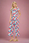 Floral Print Retro Jumpsuit Pink