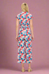 Floral Print Retro Jumpsuit Pink