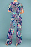 Palm Leaf Print Jumpsuit Navy