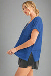 Zoie Rolled Sleeve Tee - Cobalt
