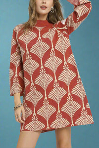 Mock Neck Sweater Dress - Clay