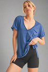 Zoie Rolled Sleeve Tee - Cobalt