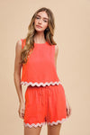 Ric Rac Trim Shorts Coral