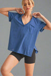 Zoie Rolled Sleeve Tee - Cobalt