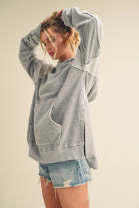 Washed Two Toned Hoodie Grey