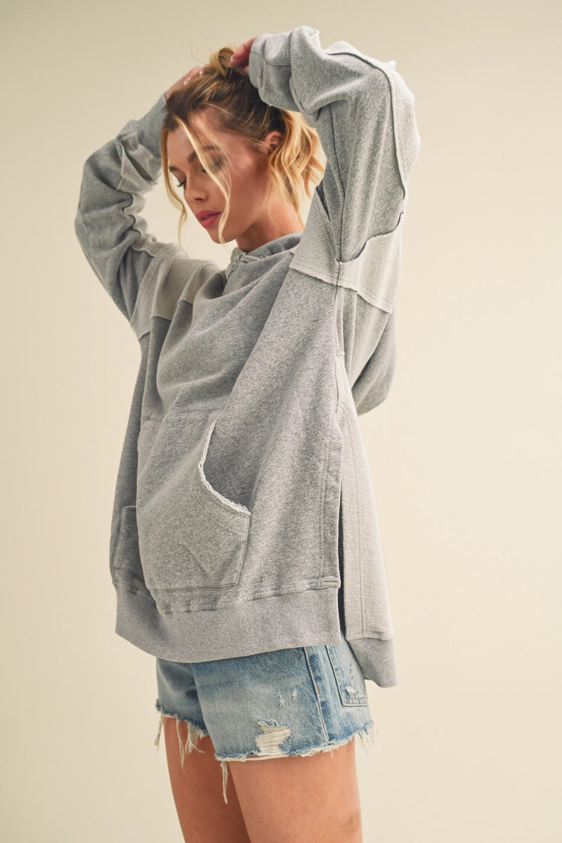 Washed Two Toned Hoodie Grey