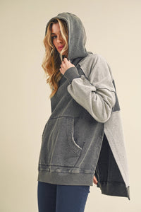 Washed Two Toned Hoodie Charcoal