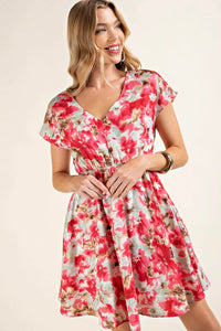 Elastic Waist Kimono Dress Sage