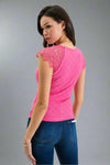 Eyelet Embroidery Knit Top - Fuchsia