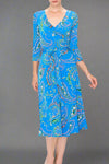Janette Faux Wrap Dress - Royal