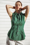 Fitted Button Up Top Green