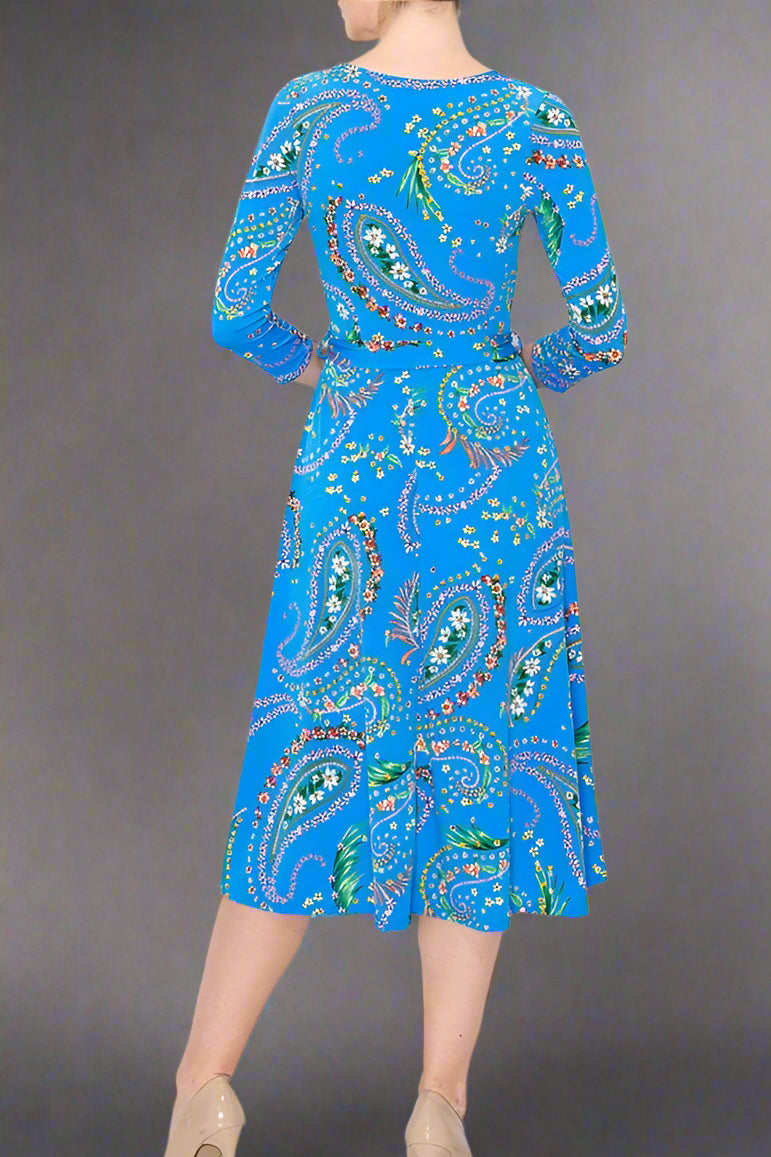 Janette Faux Wrap Dress - Royal