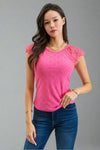 Eyelet Embroidery Knit Top - Fuchsia