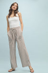 Casual Striped Wide Leg Pants - Mocha