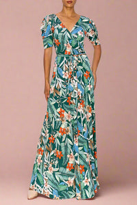 Maxi Faux Wrap Dress - Hunter Green