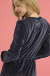 Velour Drawstring Mini Dress - Midnight