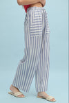 Casual Striped Wide Leg Pants - Cloud