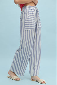 Casual Striped Wide Leg Pants - Cloud