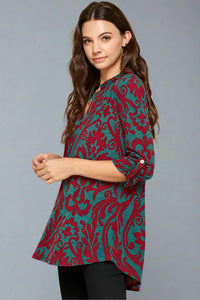 Vintage Scroll Tunic Green