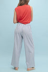 Casual Striped Wide Leg Pants - Cloud