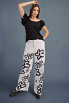 Flower Power Artist Wide Leg Pant - Gray