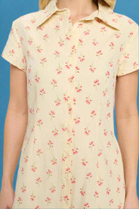 Sweet Cherry Print Dress - Tan