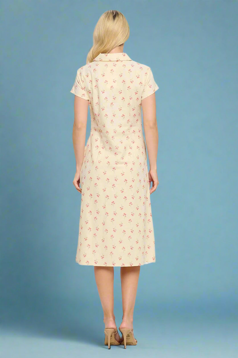 Sweet Cherry Print Dress - Tan