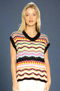 Multicolored Crochet Knit Vest