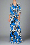Maxi Faux Wrap Dress - Floral Royal