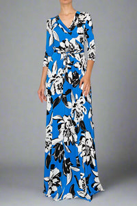 Maxi Faux Wrap Dress - Floral Royal