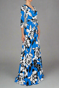 Maxi Faux Wrap Dress - Floral Royal
