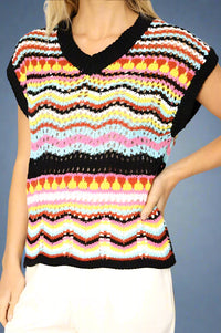Multicolored Crochet Knit Vest